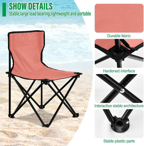 Lightweight Portable Folding Salmon Camping Chairs - Ideal for Outdoors