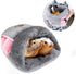 YUEPET Cozy Guinea Pig Bed Cuddle Cave, Warm Fleece Bedding Cushion Nest for Small Animals, Grey