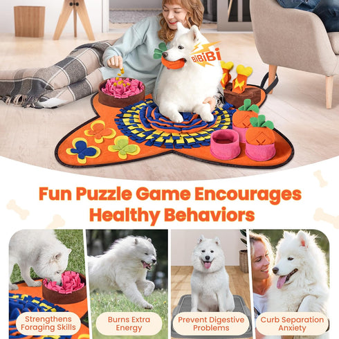 32''X20'' 32"x20") Snuffle Mat for Dogs for Large Dogs with Dog Leash, Nosework Interactive Sniffing Mat for Cats