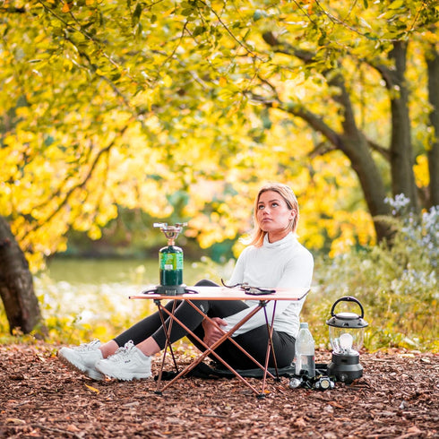 Backpacking, Alpcour Portable Camping Table Lightweight, Compact Folding Side Table in a Bag with Aluminum Top & Heavy