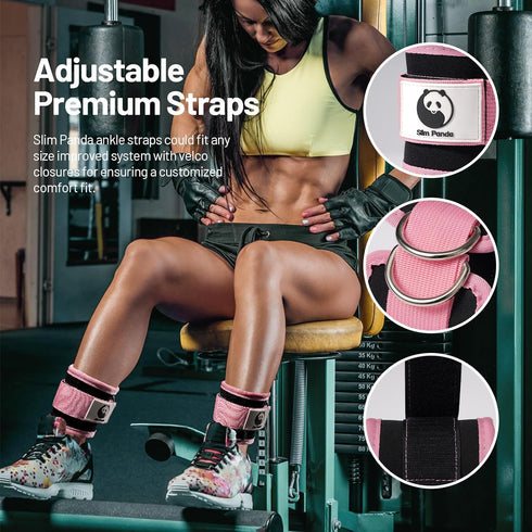 Slim Panda Ankle Strap for Cable Machine, Adjustable Ankle Cuff for Kickbacks, Glute Workouts, Leg Extensions, Curls