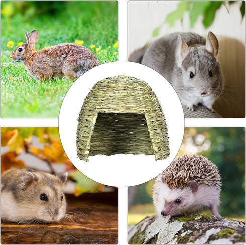 Generic Eco Straw Hut Pet Grass Bed, Guinea Pig House | Organic Nesting Habitat, Warm Resting Shelter for Small Animal