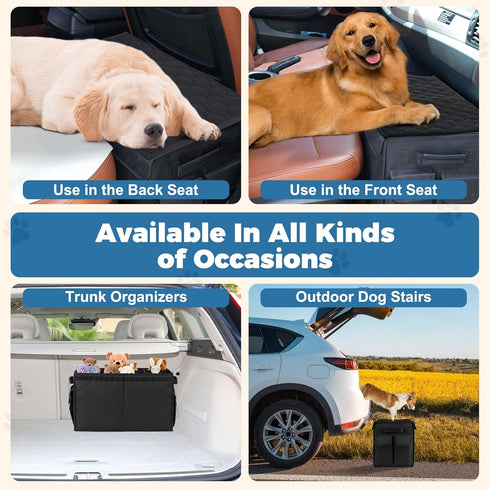 200 Lbs, Back Front Seat Extender for Large Dogs Up to Adjustable Dog Back Seat Extender with Cushion & Storage Box