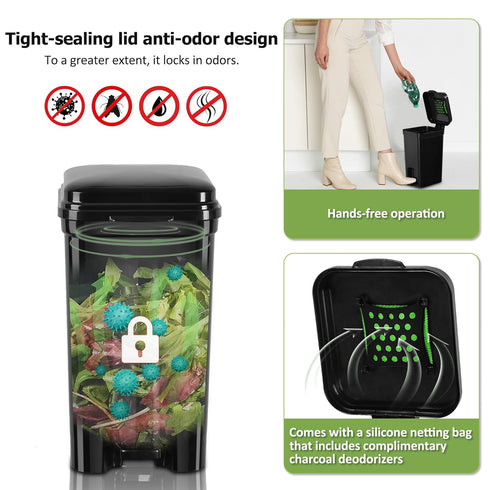 Umtiti 5-Liter 20PCS Dog Poop Trash Can & Portable Cat Litter Disposal, All-Black ABS Material, Trash Can with Waste