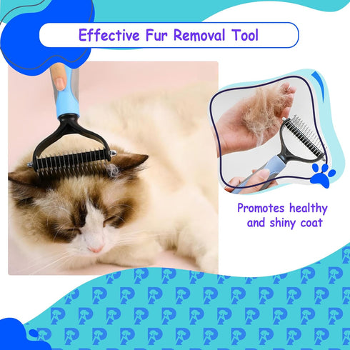 Double-Sided Pet Grooming Tool, Undercoat Rake for Dogs and Cats, Professional Dematting Brush and Shedding Comb