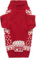 Red Christmas Dog Sweater, Reindeer Holiday Festive Outfit for Dogs, Medium M Size 13" Back Length