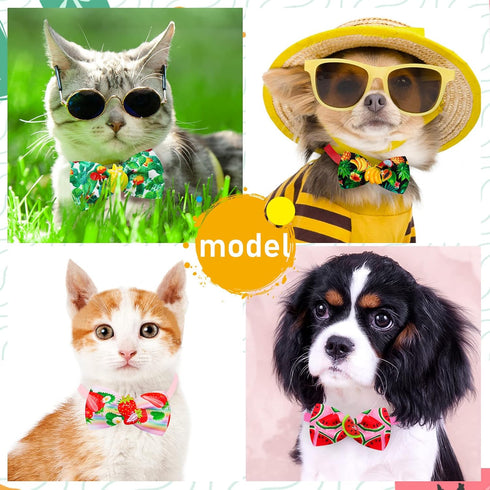 15pcs Summer Small Dog Collar with Bow Ties, Bulk Adjustable Hawaii Fruit Pattern Dog Bow Ties, Pet Dog Collar Grooming Bowties, Puppy Dog Bow Ties for Summer Dog Collar Accessories