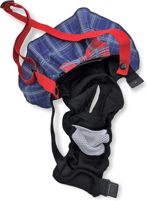 Pack of 2 Dog Skirt Female Diapers, 100% Cotton with Suspenders for Small and Large Pets, Plaid Tartan Blue Red