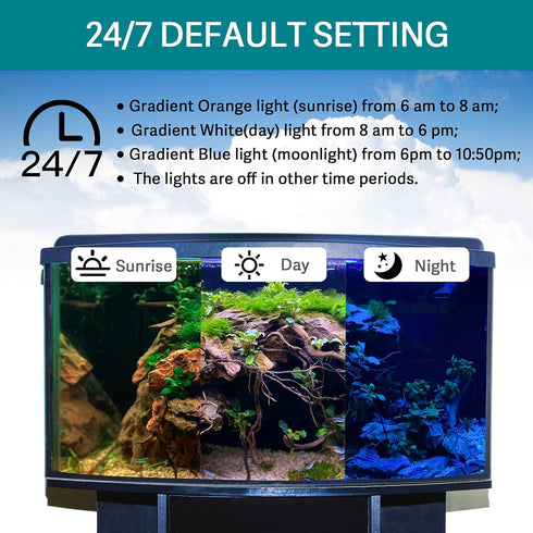 hygger 24/7 Mode Submersible LED Aquarium Light, Full Spectrum with Adjustable Timer