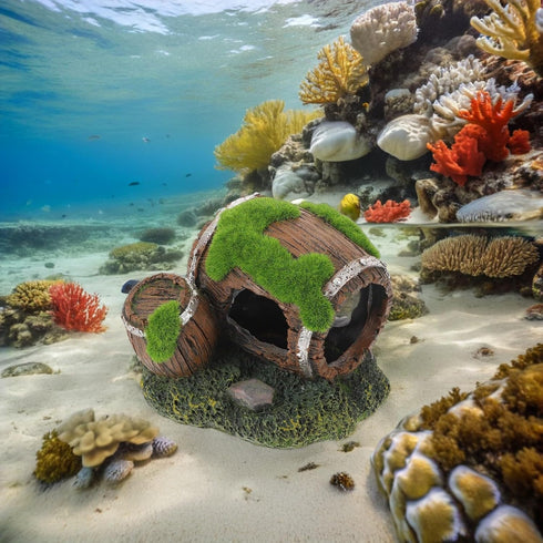 Hollow Barrel Aquarium Shrimp Hideout - Unique Resin Decoration for Freshwater Habitats
