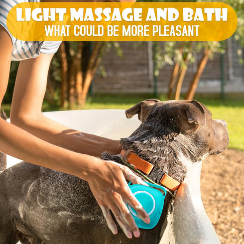 Dog Bath Brush With Soap Dispenser, Silicone Scrubber for Bath Dogs, Exfoliating Shampoo Massage Brush