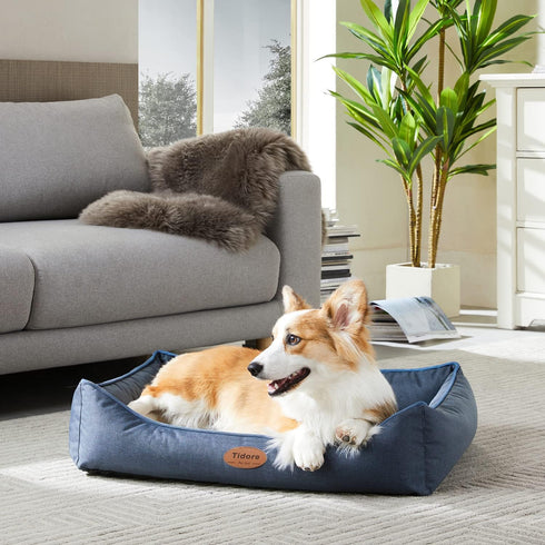 Orthopedic Dog Beds for Medium Large Dogs, Durable Egg Crate Foam Sofa Bed with Washable Cover, Waterproof Lining, Navy