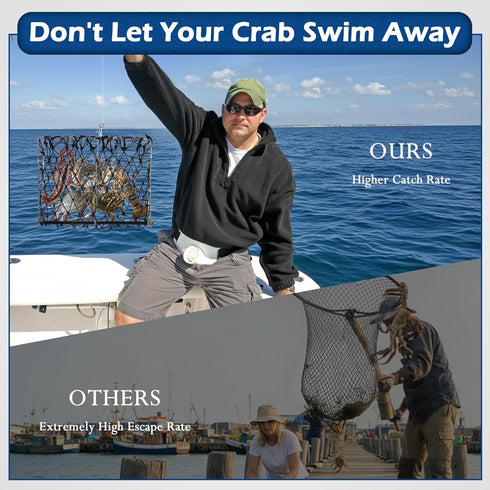 Subtoy 1 Pack/2 Pack Crab Trap, Castable Crabbing Net with Bait Clip Foldable Crab Snare with Red Gauge & Bait Clip