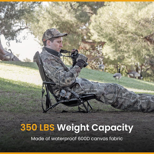 350LBS ARROWHEAD OUTDOOR Low-Profile Turkey Hunting Chair Camo Folding Blind Seat with Mesh Comfort & Carry Strap