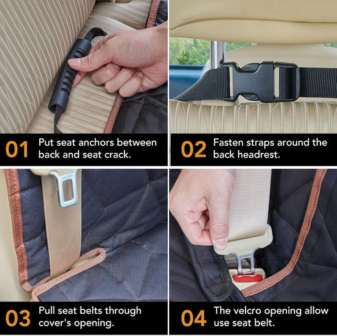 Petiza Dog Car Seat Cover for Back Seat, Heavy-Duty Non-Slip Waterproof Car Bench Protector for Pets,Compatible