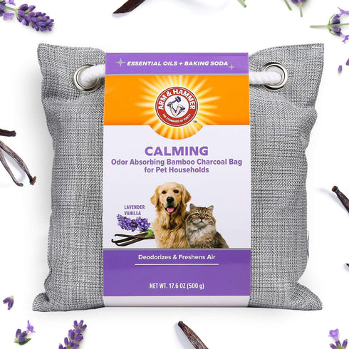 Arm & Hammer for Pets Air Care - Calming Bamboo Charcoal Air Purifying Bag in Lavender Vanilla Scent, 17.6 oz