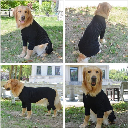 Lovelonglong Black Dog Pajamas, Lightweight Cotton Jumpsuits, 4 Legs Onesies for Large Medium Small Dogs