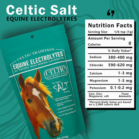 1 lb Celtic Tradition Equine Electrolytes Natural Mineral Salt Supplement for Horses | Replenishes Electrolytes