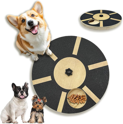 Woventry Dog Nail Scratch Pad with Treat Box, Rotating Wood Nail Scratch Board