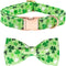 St. Patrick's Day Dog Collar with Bows, Adjustable Green Collar for Medium Small Large Dogs