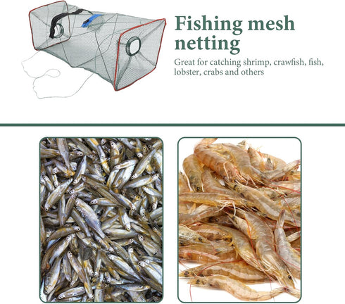 18.11X8.66 Inch Set 3 Unomor Folding Lobster Net Portable Crab Trap Crawfish Bait Cage Fishing Net of for Outdoor