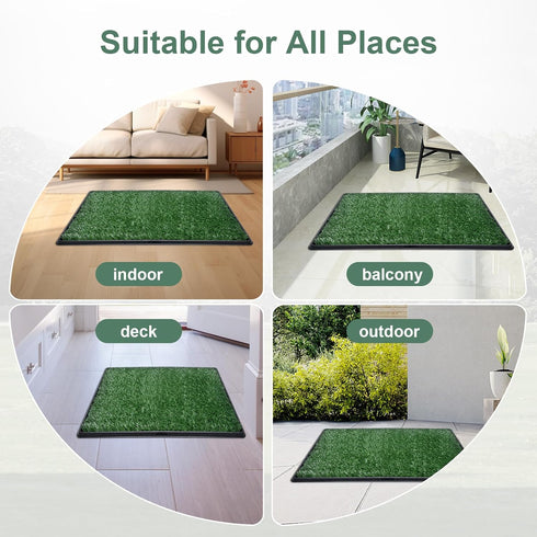 Dog Grass Pet Loo Indoor/Outdoor Portable Potty, Artificial Grass Patch Bathroom Mat, 20"x16"