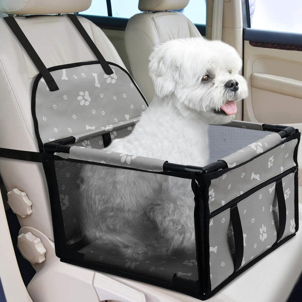 PetsHome Dog Car Seat Upgrade, Foldable Booster Seat with 12 PVC Tubes, Waterproof Travel Seat for Small to Medium Dogs