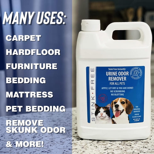 Pet Urine Odor Eliminator and Remover for Cat and Dog Urine, 128 Oz (1 Gallon) - Oxidizer Based Pee Cleaner for Carpets
