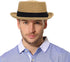 Pork Pie Hat for Men and Women, Classic Khaki Boater Derby Sun Hat with Grosgrain Band