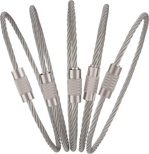 Pawfly 6 Inch Wire Keychain Cable Large Stainless Steel Key Ring Loop for Outdoor Hiking