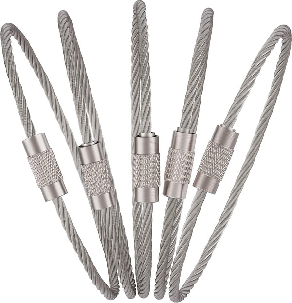 Pawfly 6 Inch Wire Keychain Cable Large Stainless Steel Key Ring Loop for Outdoor Hiking