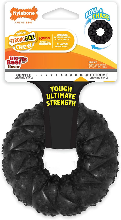Nylabone Strong Max Chew Braided Ring Chew Toy for Dogs, Beef Flavor, Medium/Wolf - Up to 35 lbs. (1 Count)