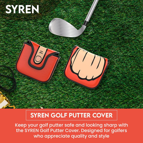 Orange Middle Finger Golf Putter Head Covers - Premium Club Protector with Magnetic Closure