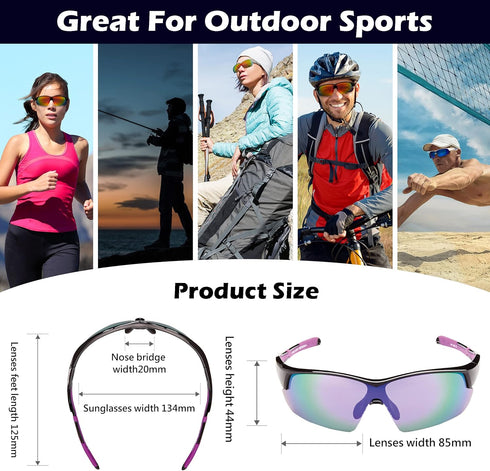 Polarized Outdoor Sports Cycling Sunglasses for Men & Women, UV Protection TR90 Frame for Fishing