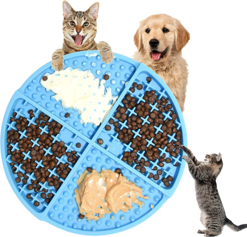 Lick Mat for Dogs and Cats, Slow Feeder Bowls for Dog Anxiety Relief, Blue Dog Enrichment Toys