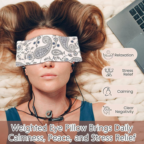 Lavender Eye Pillow for Relaxation, Yoga, Sleep – Weighted Mask for Headache, Aromatherapy Compress