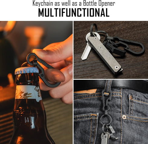 KeyUnity KM01 Titanium EDC Keychain Clip - Quick Release Carabiner Key Ring Holder for Men
