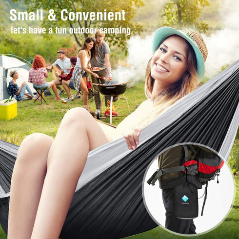 Portable Hammock Camping, Single/Double Hammocks for Outdoor Hiking, 210D Nylon Swing for Backyard & Garden