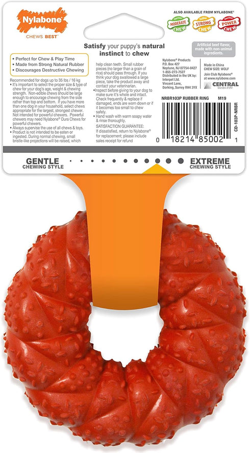 Nylabone Strong Chew Ring Braided Toy for Dogs, Beef Flavor, Medium/Wolf (1 Count)
