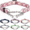 Martingale Collar: Training Dog Collar with Stainless Steel Chain for No Pull Walking (M, Peony)