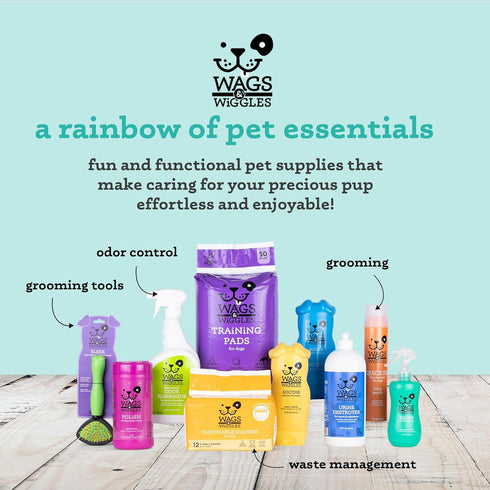 Wags & Wiggles 100 Count Hypoallergenic Dog Wipes for Sensitive Skin, Fragrance Free Waterless Cleansing Towelettes