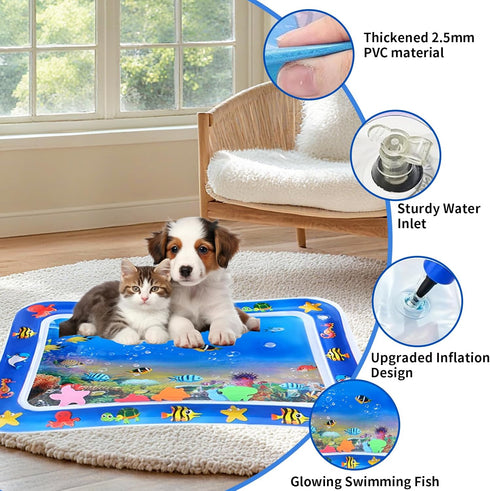 2 2mm PCS Large Thickened Cat Water Mat, Interactive Cat Sensor Play Mat for Indoor Cats to Exercise, Anti-Scratch Leak