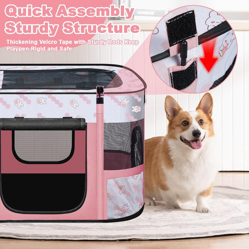 Cowhill 31"L 22"W 21"H, Foldable Dog Playpen Indoor,Expandable Puppy Playpen,Portable Pet Playpen for Small