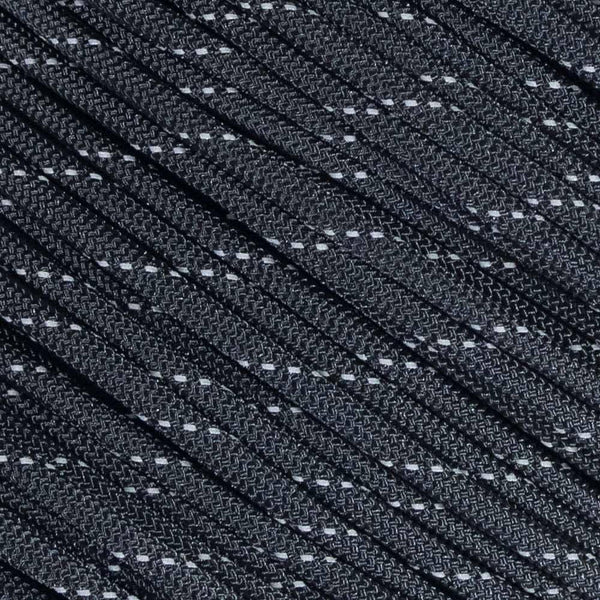 Fluorescent Reflective 550 Type III Guyline Tent Rope Camping Survival Cord High-Visibility Paracord (Reflective Black,
