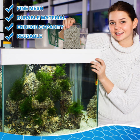 10pcs Aquarium Filter Media Bags - Reusable Mesh Filter Bags with Zipper for Activated Carbon & Ceramic Rings, 5.9 x