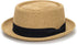 Pork Pie Hat for Men and Women, Classic Khaki Boater Derby Sun Hat with Grosgrain Band