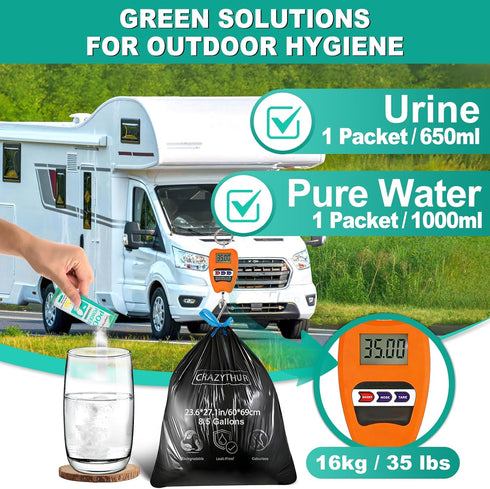 CRAZYTHUR Portable Toilet Gel, Poo Powder for Portable Toilet, Camping Toilet Gel, Pee Powder, Portable Toilet Powder