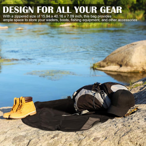 Sunnymove Portable Wader Bag with Vented Mesh Changing Pad Wading Storage Duffle Waders and Boots for Fly Fishing