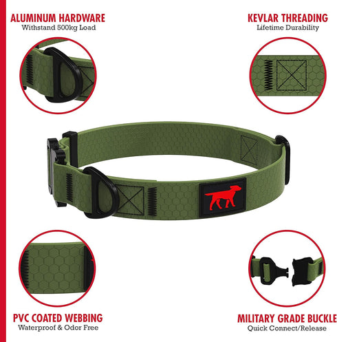 Tuff Pupper Waterproof Action Collar - Heavy Duty Tear Proof Dog Collar with Rust-Proof Hardware for Active Dogs