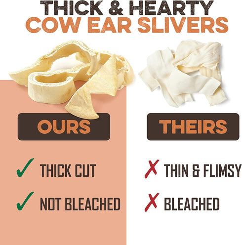 Cow Ears for Dogs, Thick Cut, Grass-Fed Angus Beef, All-Natural No-Rawhide Treat Alternative